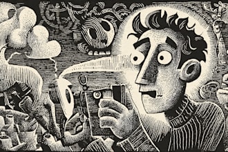 design linocut or cartoon illustration for you