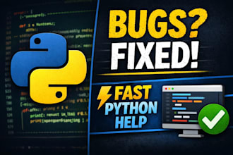 fix python errors, debug code and help in python tasks