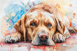 draw watercolor pet portrait