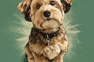 draw a cartoon pet portrait from photo