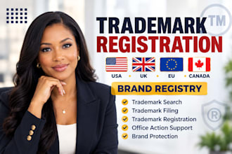 help with trademark registration in the USA and UK, including trademark search
