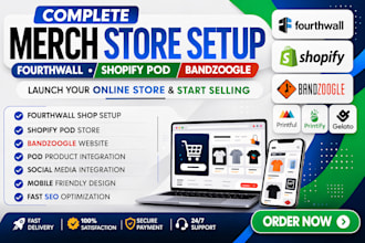 build fourthwall website fourthwall pod shopify store  bandzoogle merch store