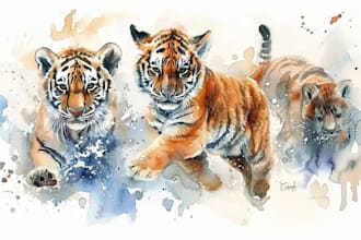 draw realistic animal illustration in watercolor