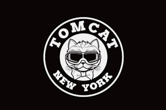 create aesthetics cafe racer cat logo for mr tomcat