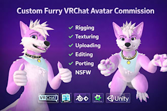 do furry nsfw vrchat avatar 3d vtuber model vr character avatar for commission