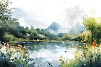draw a watercolor landscape illustration