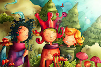 draw professional farm themed children book illustration