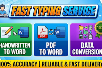 fast typing, retyping, handwritten to word, data conversion in ms word