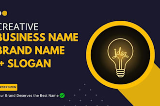 create unique business name ideas, brand name,  and catchy slogan