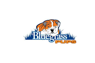 design minimal blue grass dog animal logo