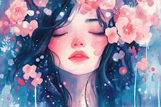 draw handmade watercolor portrait