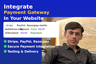 integrate stripe, paypal, or razorpay into your website