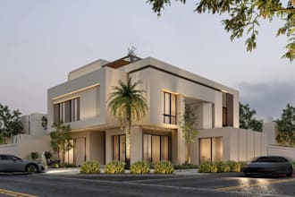 remodel modern luxury villa, 3d elevation design, exterior lightning rendering