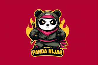 design a cute and modern panda mascot logo for your brand