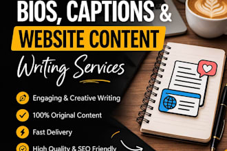write your website content, caption and bios
