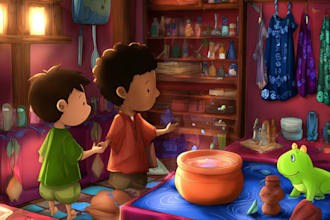 draw professional bright learning children book illustration