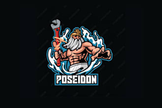 create professional and specially poseidon logo design