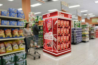 design retail display stand posm and campaign graphics