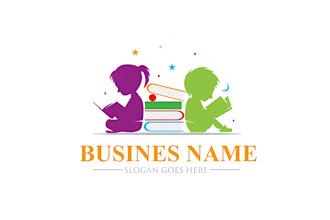 design colorful kids, kindergarten, preschool and education logo