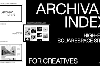 design a high end archival index squarespace website for creatives
