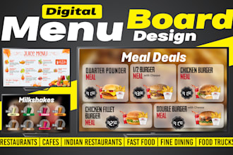 design restaurant TV menu board and digital screen menu