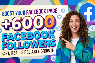grow facebook followers with 6000 percent real users