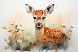 draw realistic animal illustration in watercolor