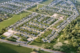 create architectural site plan, design cluster housing layout, exterior 3drender