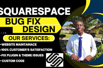 fix squarespace bugs or add custom CSS, HTML, js and code updates