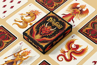 create custom card game design, playing card, game box and rule book