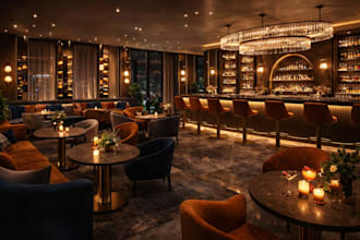 3d interior design for cafe, restaurant, bar, lounge, night club