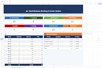 build a custom excel booking and invoice system for your business
