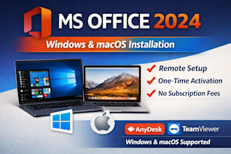 install ms office 2024 remotely one time activation, no monthly fees