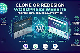 clone or redesign wordpress website on hostinger godaddy ionos bluehost