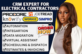 setup procore knowify jobtread workiz simpro crm for electrical contractors