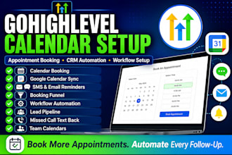 setup gohighlevel booking funnel, calendar and workflow