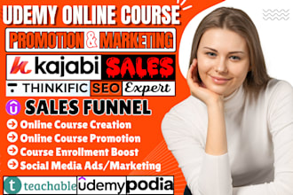promote udemy course, online course marketing, thinkific custom sales funnel