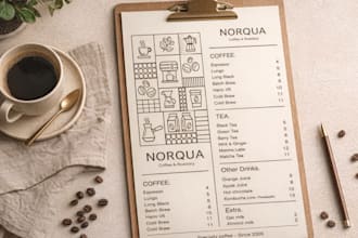 design a professional coffee shop or restaurant menu
