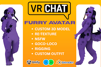 do custom furry vrchat avatar, vrc furry commission, oc furry, nsfw furry avatar