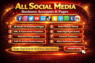 create bussiness page and setup social media accounts
