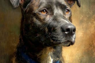paint custom pets portrait in real oil painting on canvas
