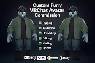 edit and do custom 3d furry vrchat avatar commission, sfw nsfw vtuber model