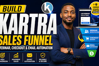 build katra webinar registration sales funnel checkout email automation