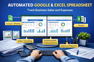 automated google and excel spreadsheet for business to track sales and expenses