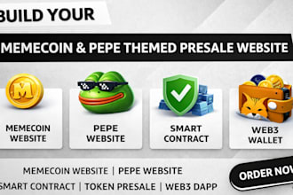 build, clone, redesign memecoin pepe themed crypto token presale website