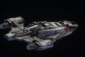 3d space ship model, spaceship interior, robot 3d sculpting, 3d starship