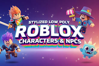design stylized low poly roblox characters and npcs