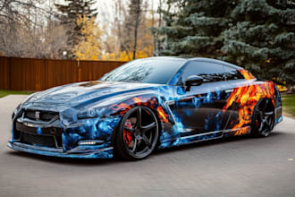create custom car wrap, truck wrap or fleet graphics