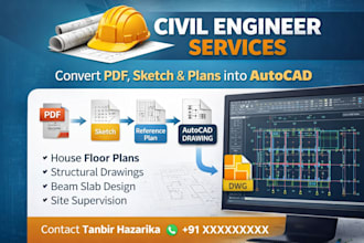 convert pdf or sketch into autocad drawing