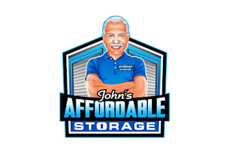 make an older white mascot logo for a self storage business